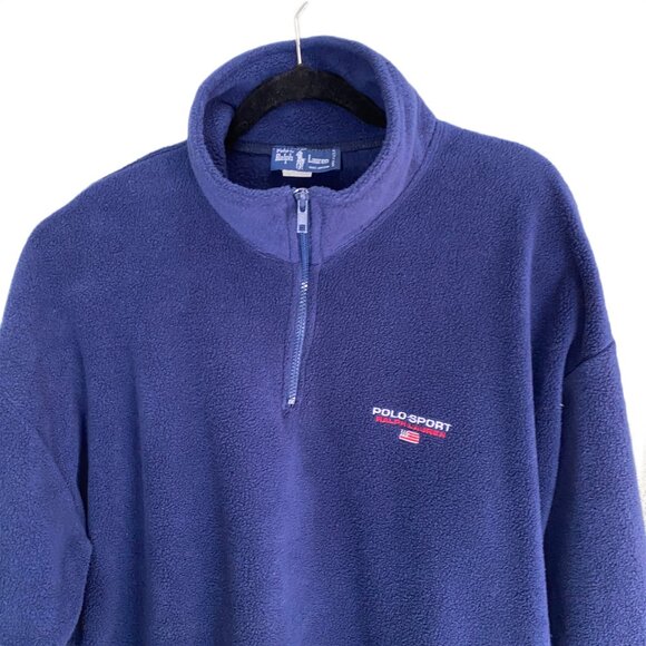 Vintage Polo Ralph Lauren ¼ Zip Fleece Men Sz XL Flag Logo Heritage USA Made - Picture 3 of 8